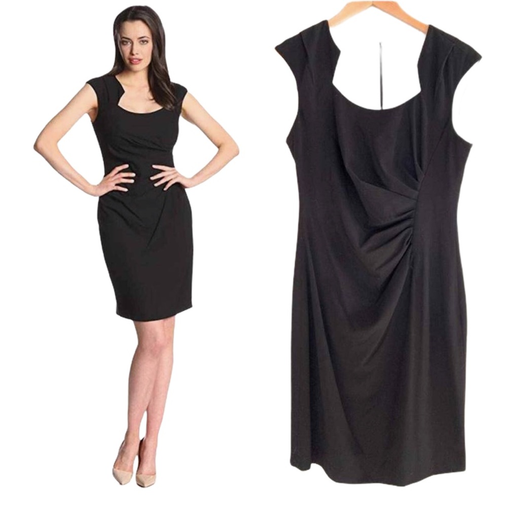 Calvin Klein Side Ruched Sheath Black Dress